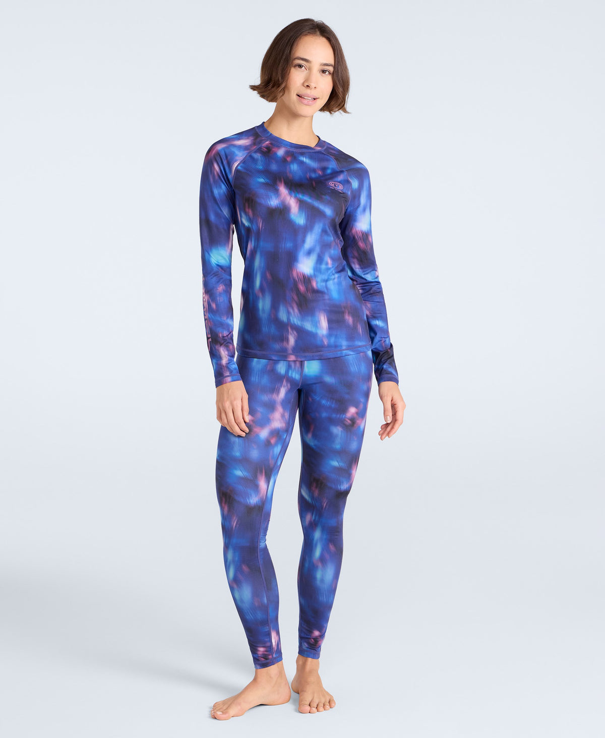 Piste Printed Womens Base Layer Top - Dark Purple