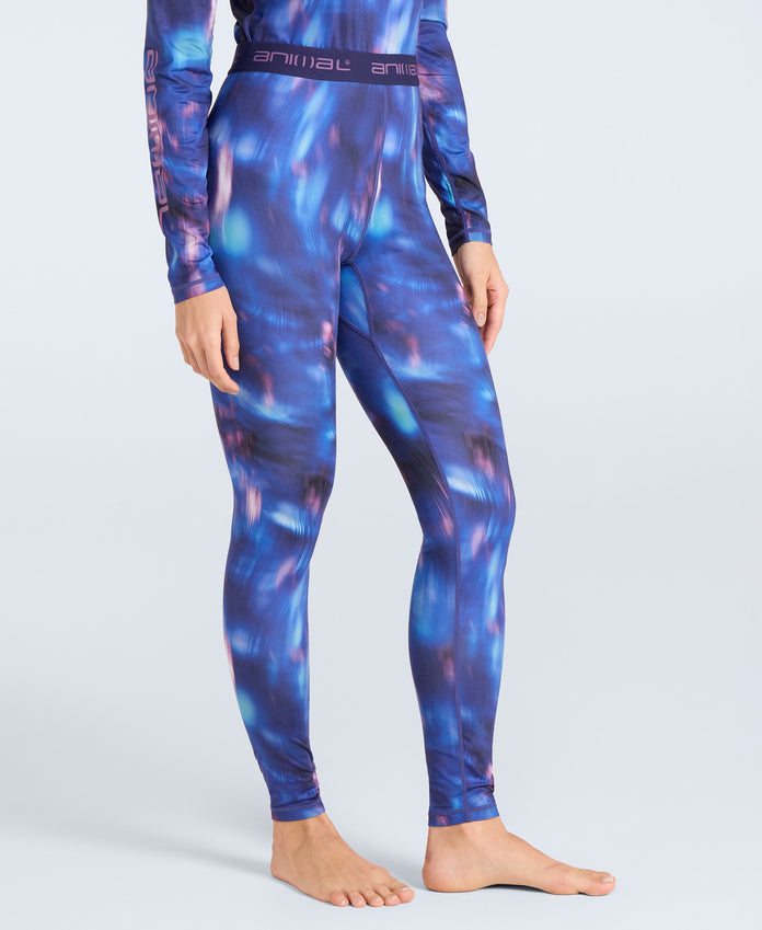 Piste Printed Womens Base Layer Leggings - Dark Purple