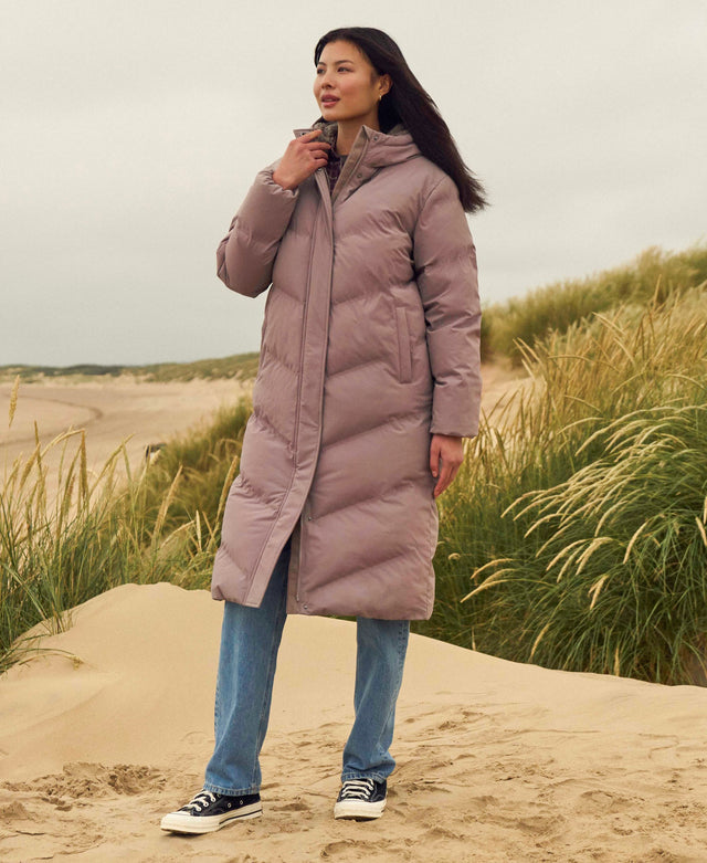 Cocoon Womens Borg Lined Padded Coat - Taupe