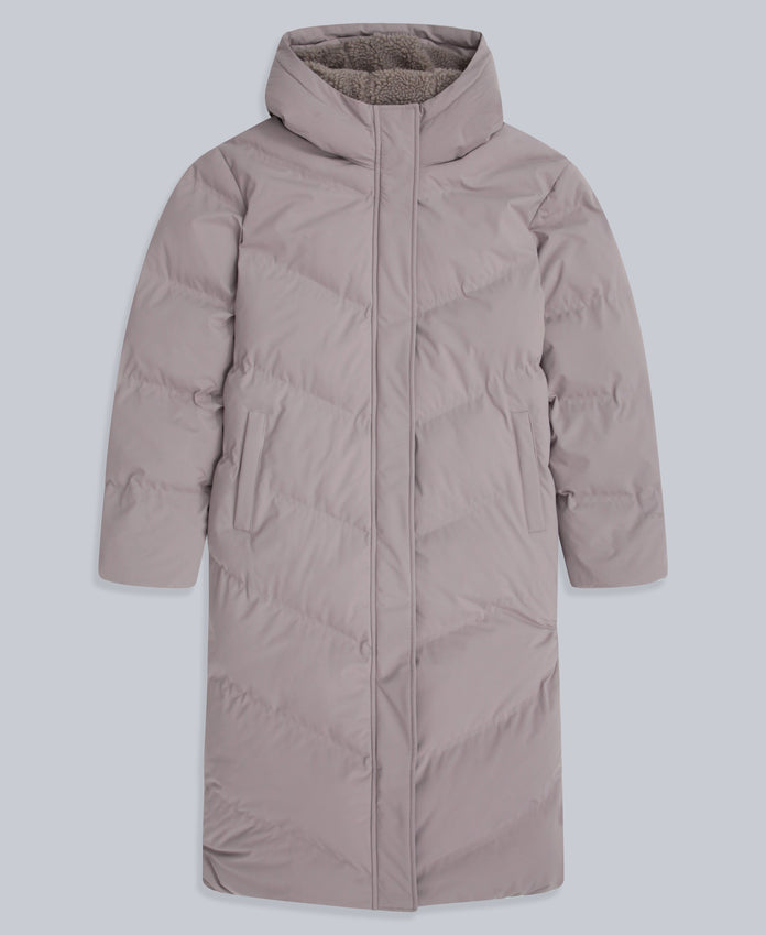 Cocoon Womens Borg Lined Padded Coat - Taupe