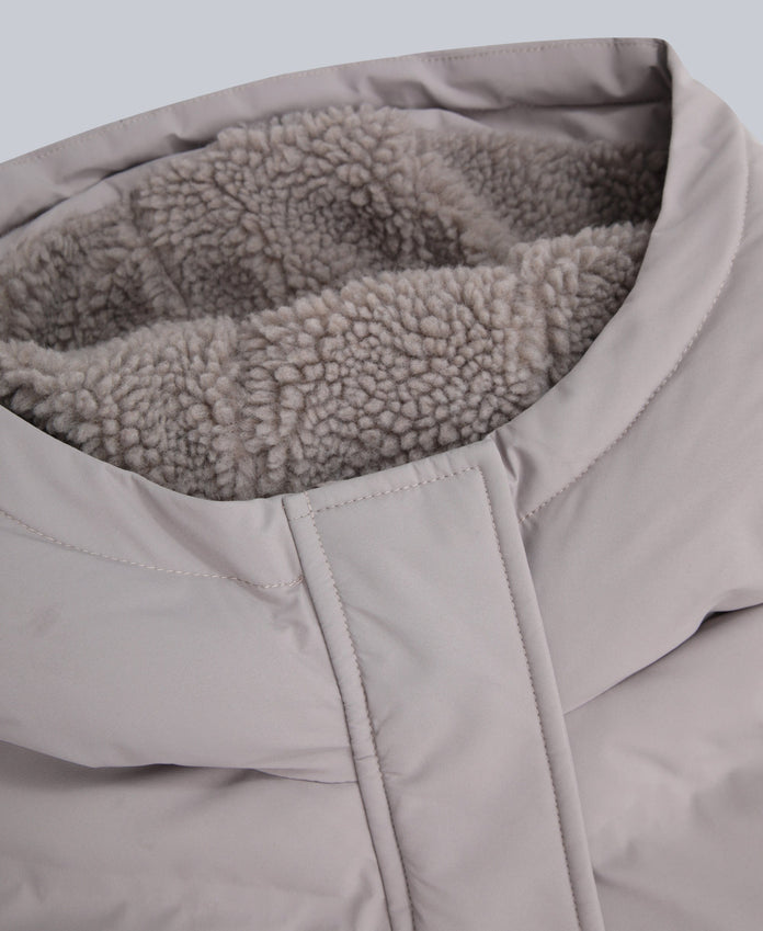 Cocoon Womens Borg Lined Padded Coat - Taupe