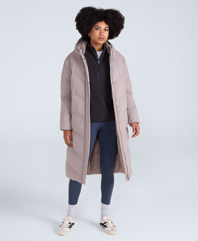 Cocoon Womens Borg Lined Padded Coat - Taupe