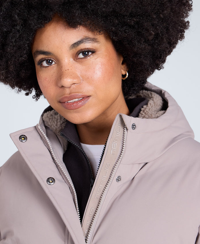 Cocoon Womens Borg Lined Padded Coat - Taupe