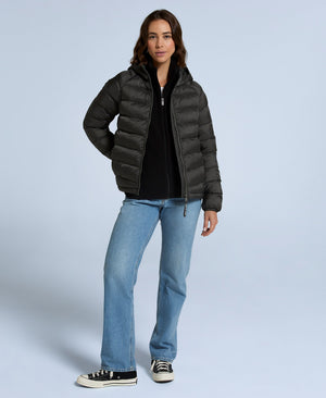 Cloud Womens Hooded Padded Jacket - Dark Khaki
