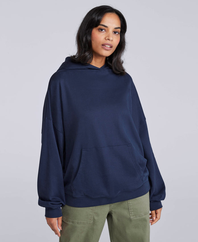 Idol Womens Drop Shoulder Hoodie - Dark Blue