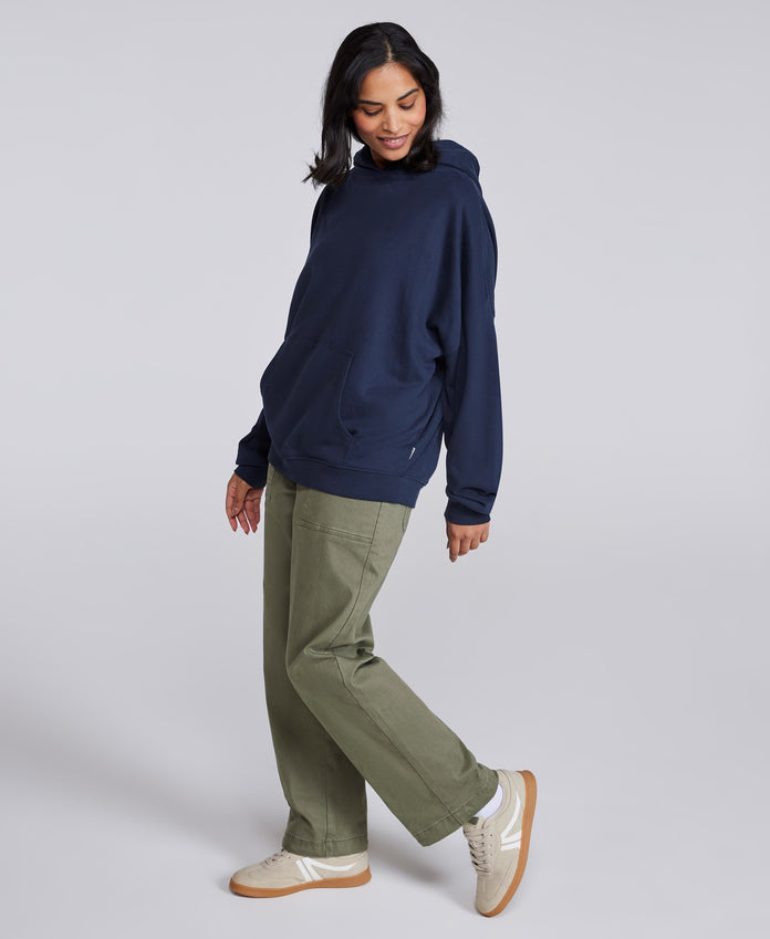 Idol Womens Drop Shoulder Hoodie - Dark Blue