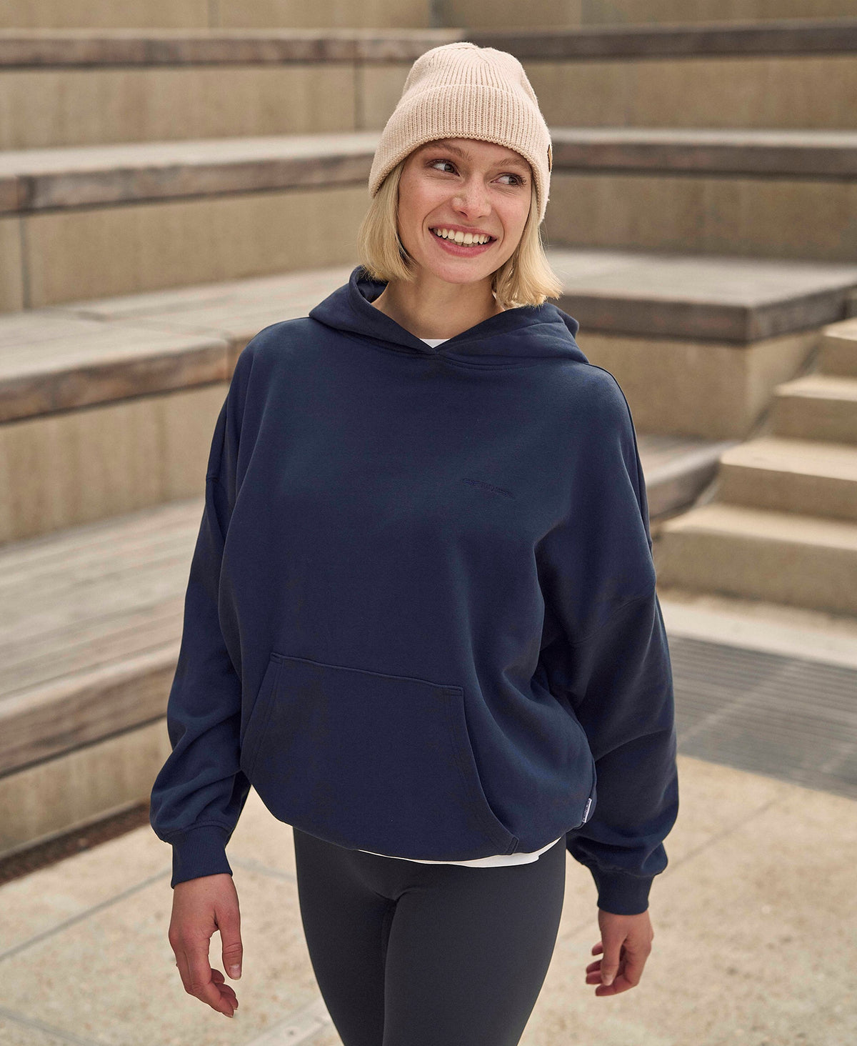 Idol Womens Drop Shoulder Hoodie - Dark Blue