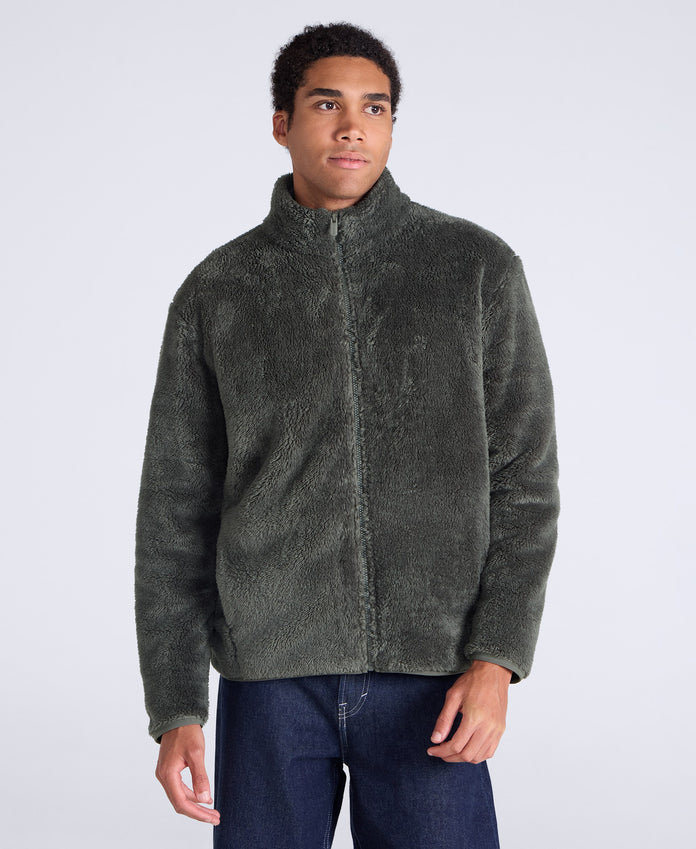 Teddy Mens Fleece Jacket - Khaki