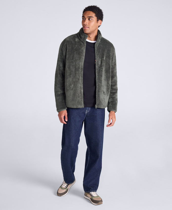 Teddy Mens Fleece Jacket - Khaki