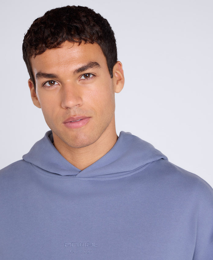Icon Mens Drop Shoulder Hoodie - Blue