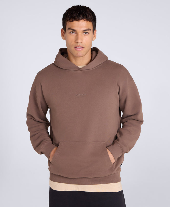Icon Mens Drop Shoulder Hoodie - Brown