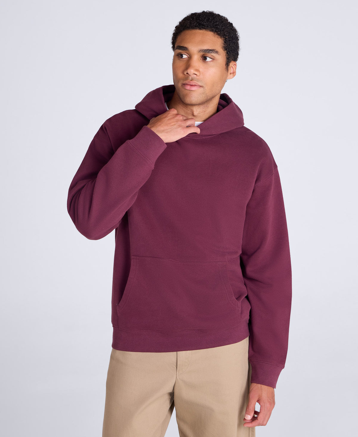 Icon Mens Drop Shoulder Hoodie - Burgundy