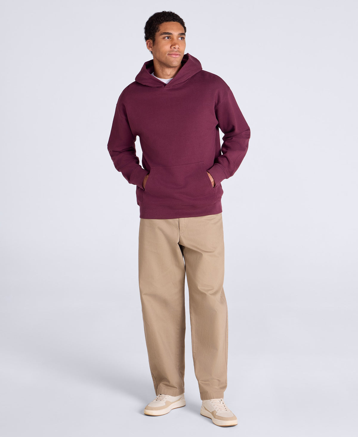 Icon Mens Drop Shoulder Hoodie - Burgundy
