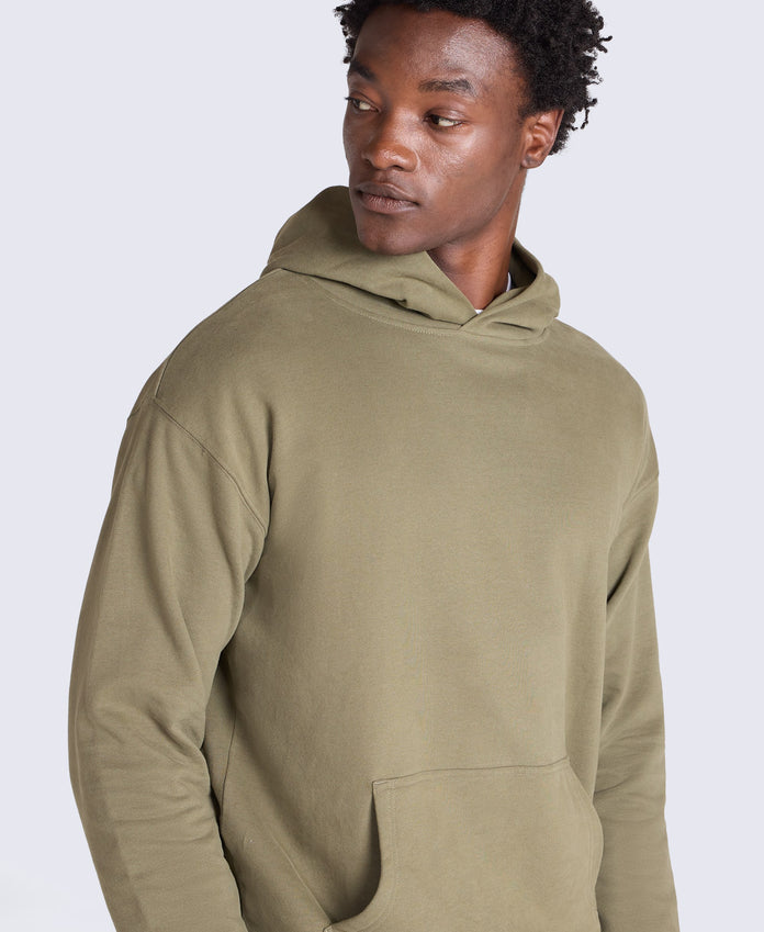 Icon Mens Drop Shoulder Hoodie - Khaki
