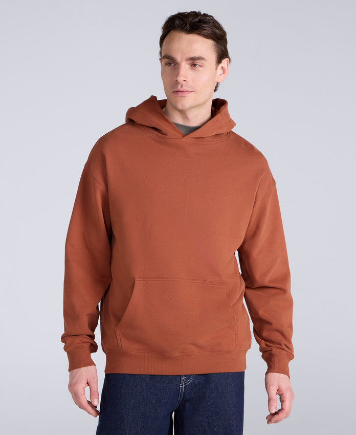 Icon Mens Drop Shoulder Hoodie - Rust