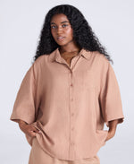 Nova Womens Linen Shirt - Brown