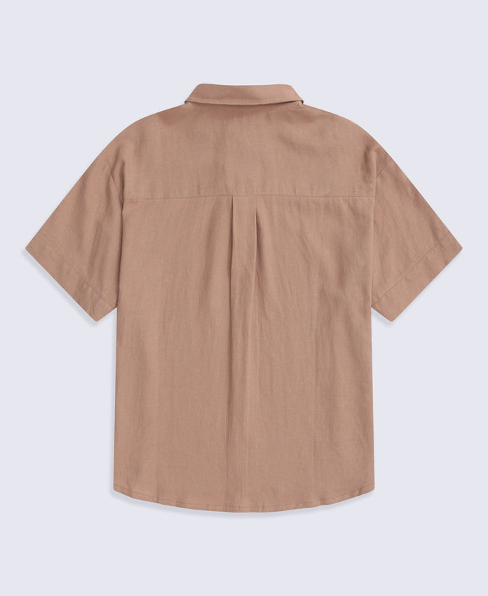 Nova Womens Linen Shirt - Brown