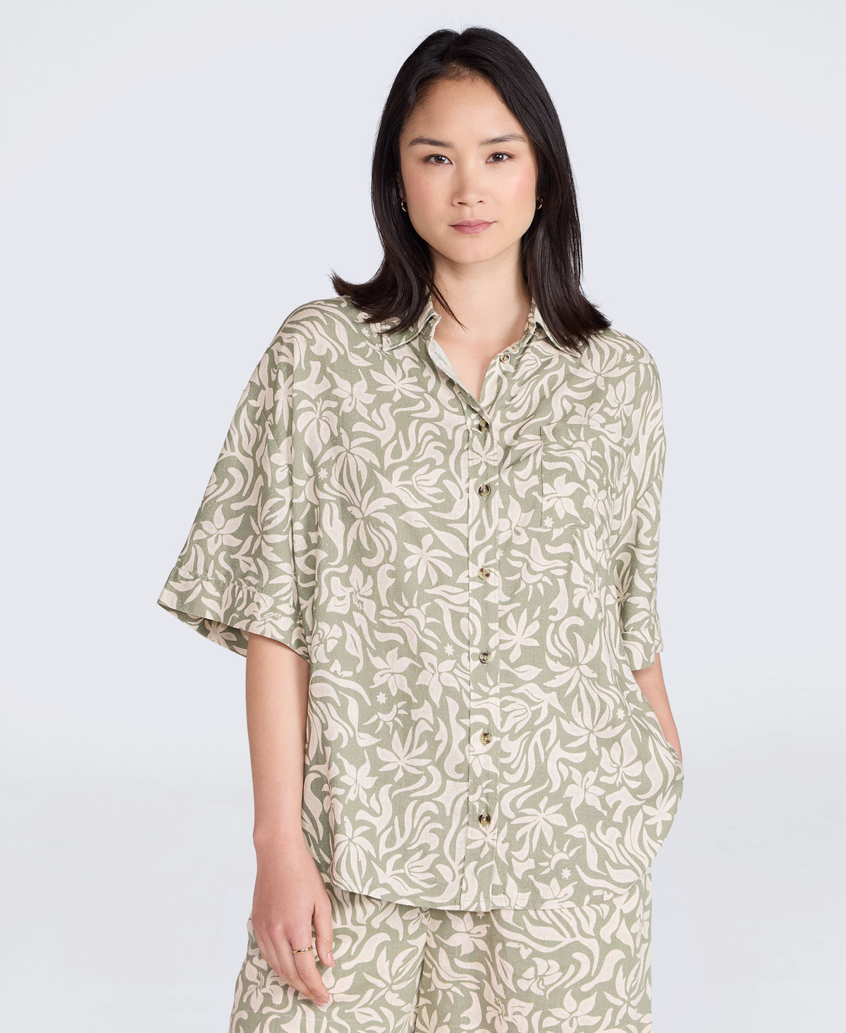 Nova Womens Linen Shirt - Khaki
