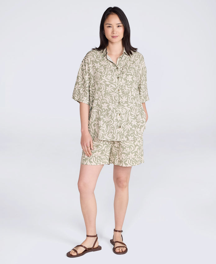 Nova Womens Linen Shirt - Khaki