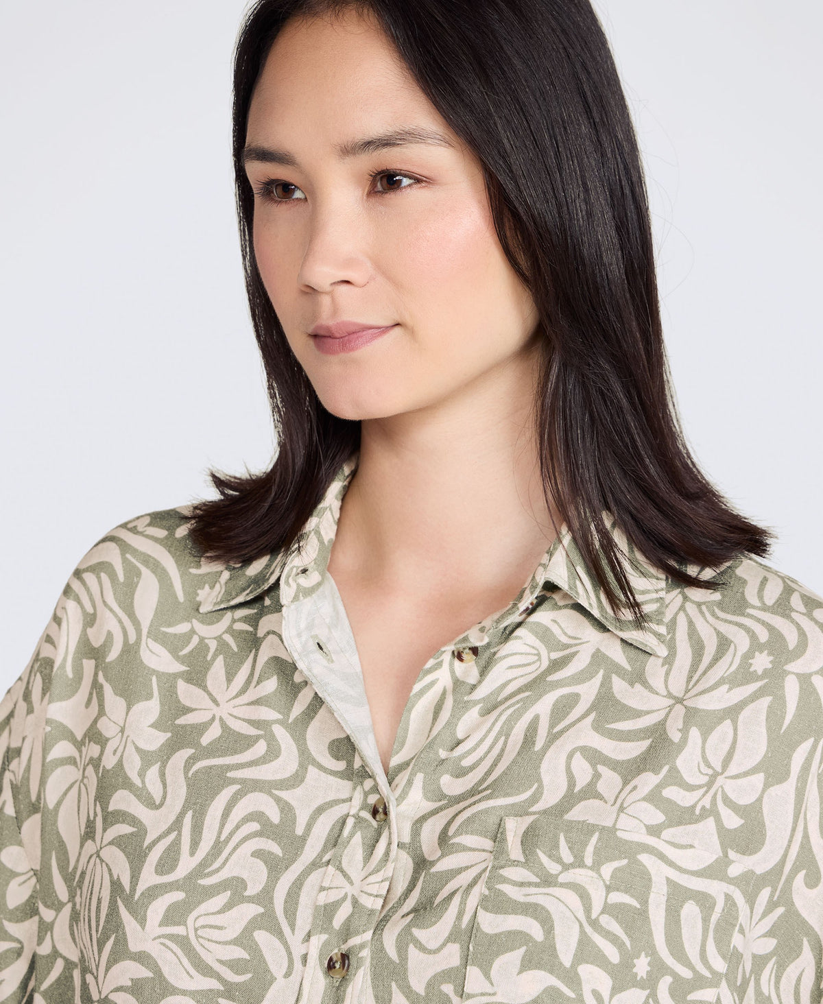 Nova Womens Linen Shirt - Khaki