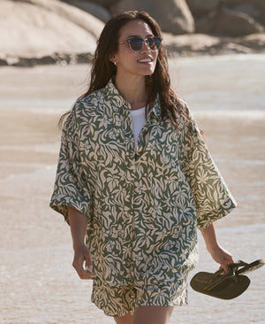 Nova Womens Linen Shirt - Khaki