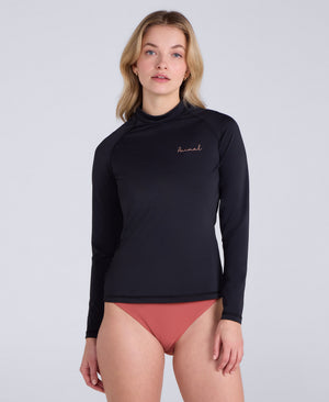 Lillie Womens Long Sleeve Rash Vest - Jet Black