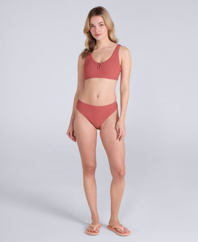 Florence Womens Ribbed Bikini Top - Burgundy