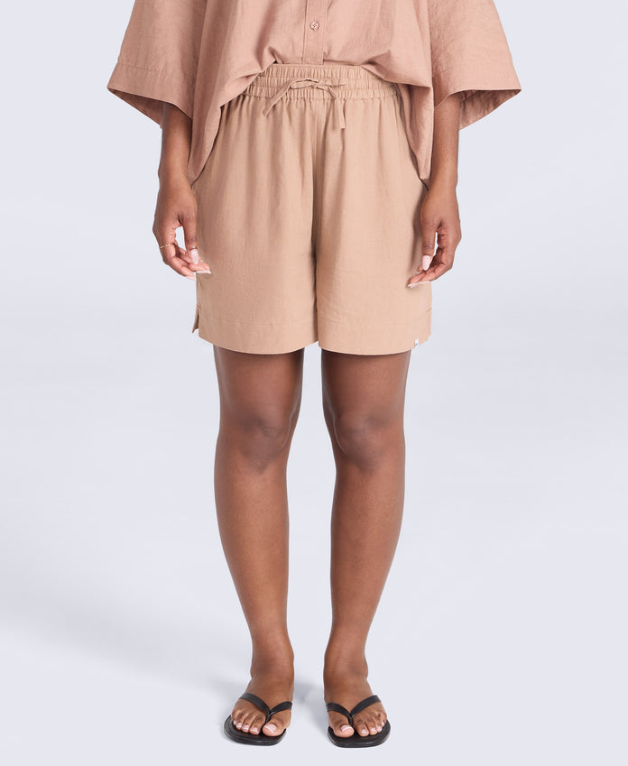 Nova Womens Linen Shorts - Brown