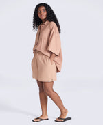 Nova Womens Linen Shorts - Brown