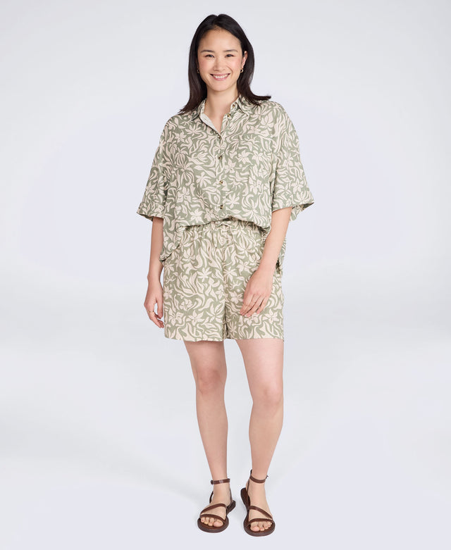Nova Womens Linen Shorts - Khaki