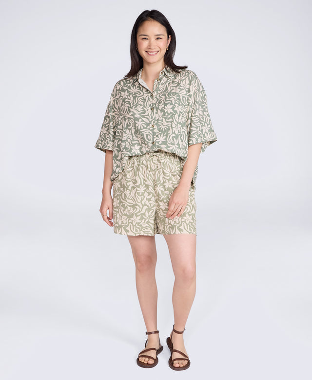 Nova Womens Linen Shorts - Khaki