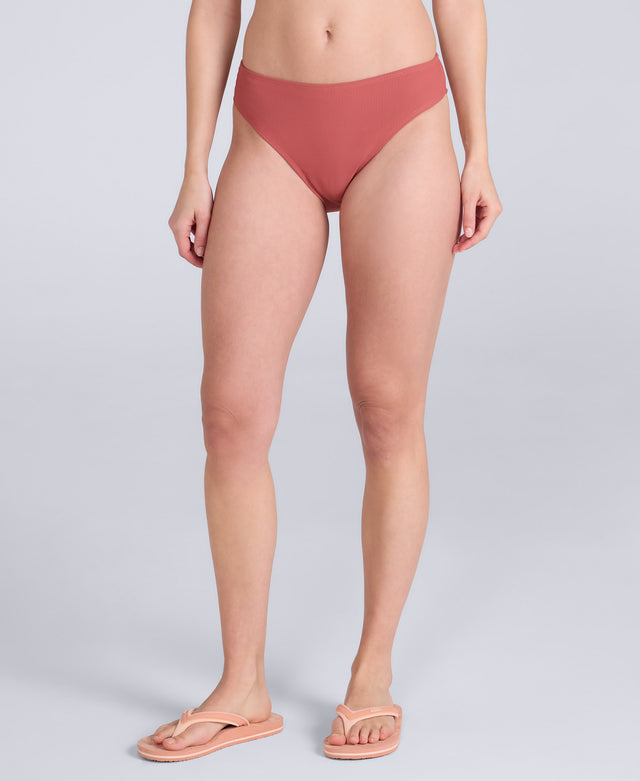 Florence Womens Ribbed Bikini Bottoms - Burgundy