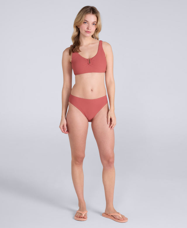 Florence Womens Ribbed Bikini Bottoms - Burgundy