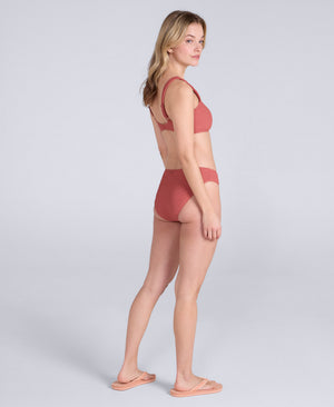 Florence Womens Ribbed Bikini Bottoms - Burgundy