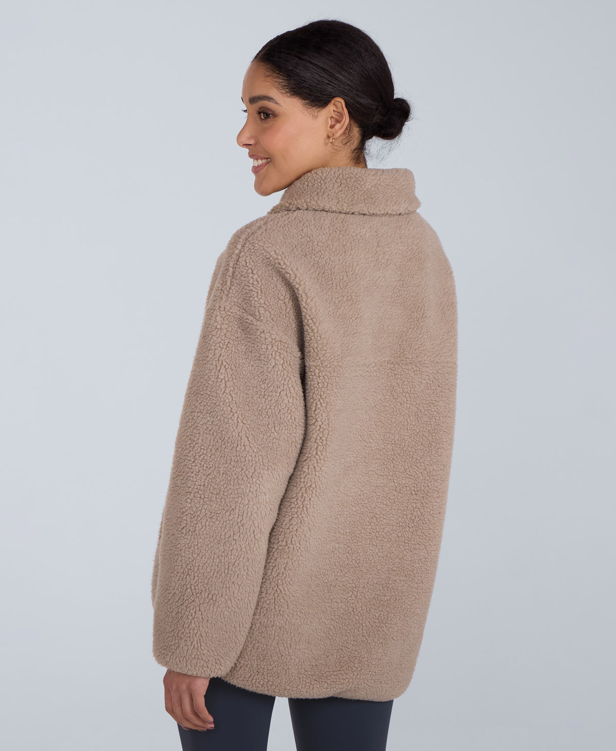 Anna Womens Borg Full Zip Fleece - Beige