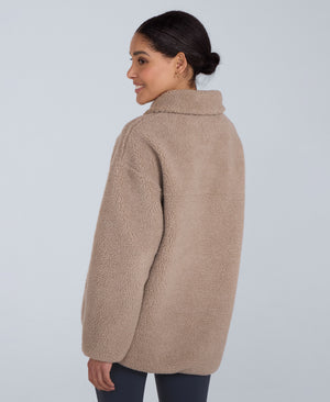 Anna Womens Borg Full Zip Fleece - Beige