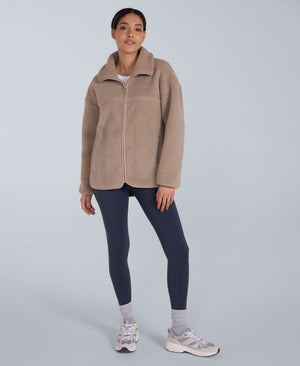 Anna Womens Borg Full Zip Fleece - Beige