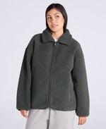Anna Womens Borg Full Zip Fleece - Dark Green