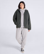 Anna Womens Borg Full Zip Fleece - Dark Green