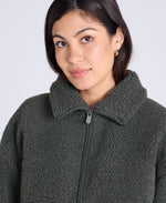 Anna Womens Borg Full Zip Fleece - Dark Green