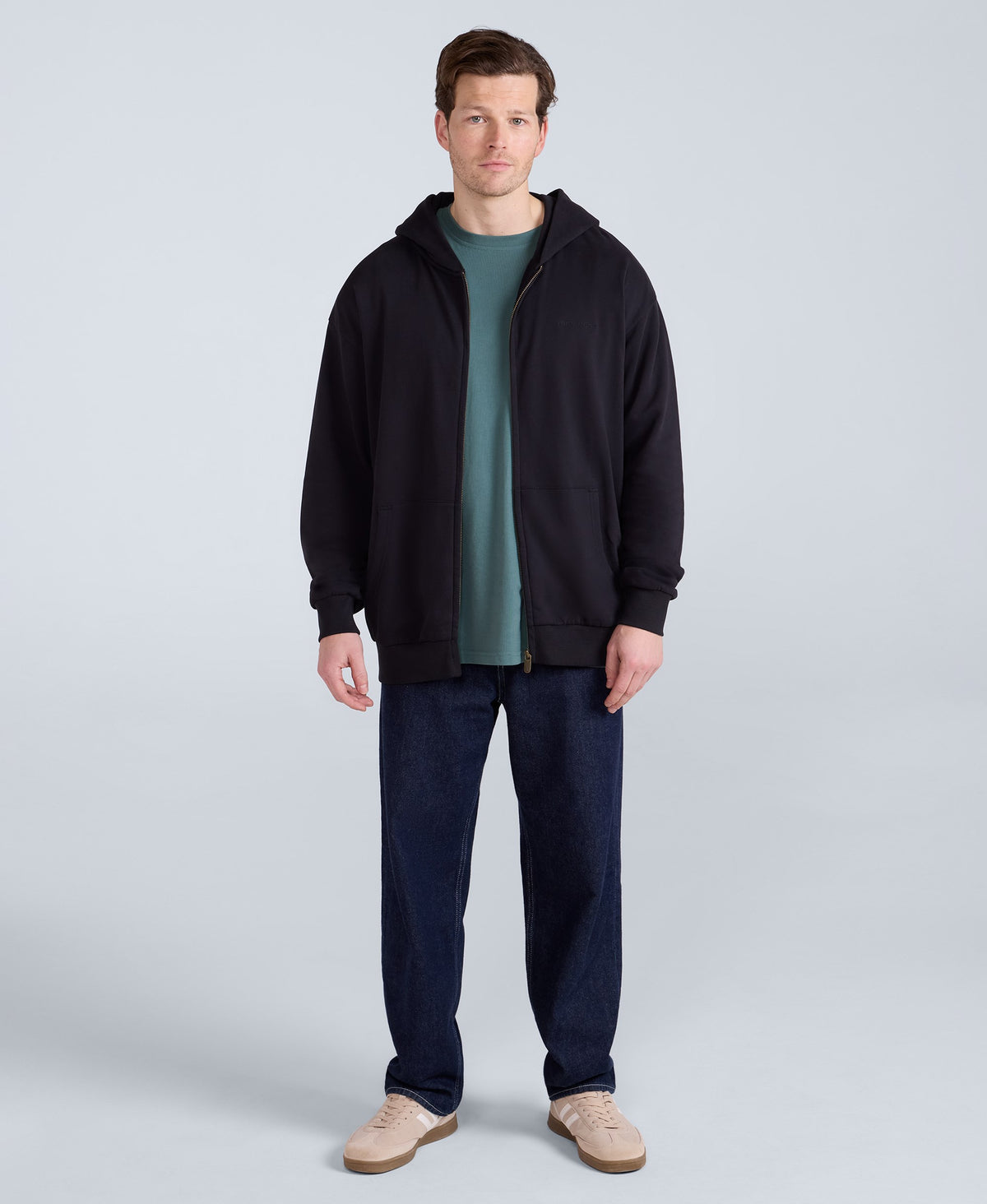 Icon Mens Logo Zip Through Hoodie - Black