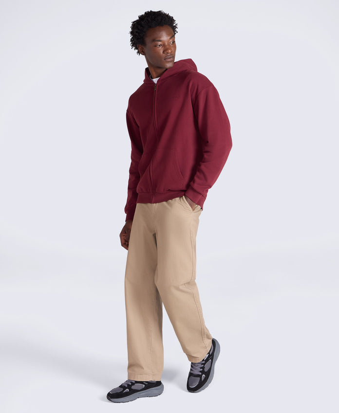 Icon Mens Logo Zip Through Hoodie - Burgundy