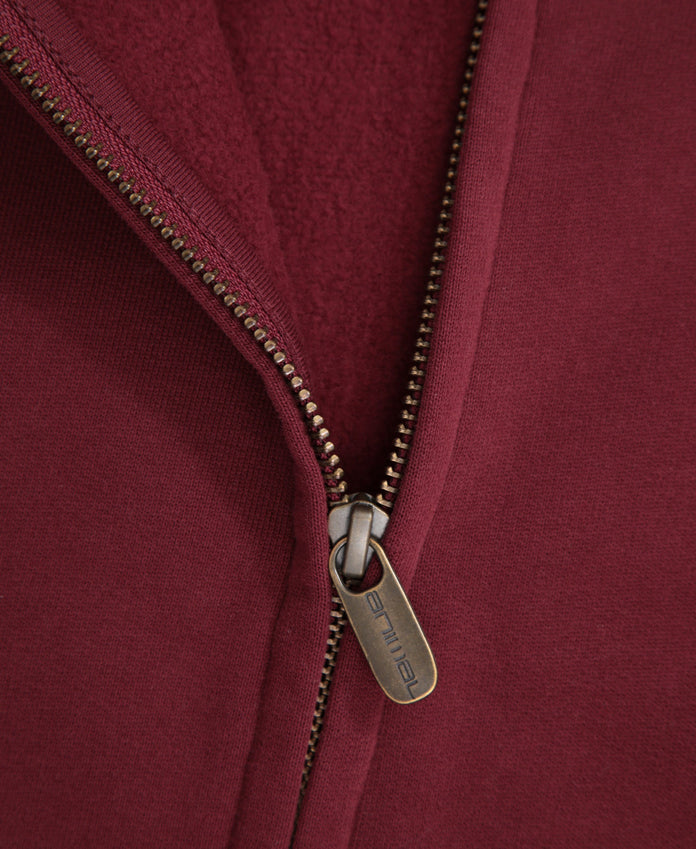 Icon Mens Logo Zip Through Hoodie - Burgundy