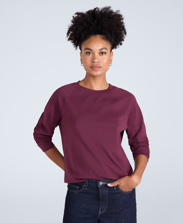 Ashleigh Womens Long Sleeve Top - Burgundy