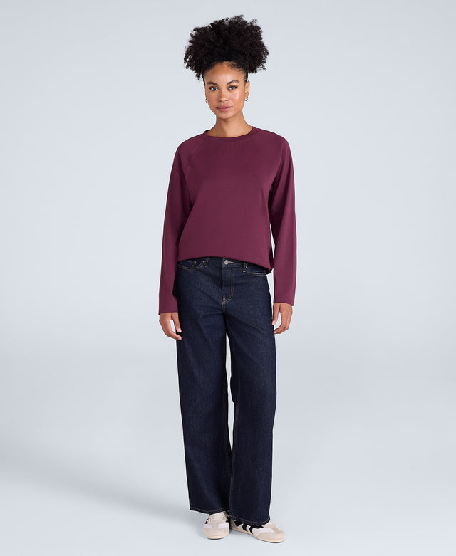 Ashleigh Womens Long Sleeve Top - Burgundy