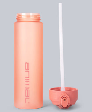 Straw Push Lid Water Bottle 700ml - Bright Orange