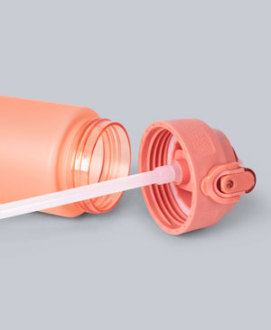 Straw Push Lid Water Bottle 700ml - Bright Orange