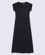 Jersey Womens Maxi Tiered Dress - Black