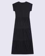 Jersey Womens Maxi Tiered Dress - Black