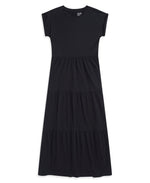 Jersey Womens Maxi Tiered Dress - Black
